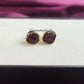 Raw Rubellite Stud Earrings | Tiny Red Crystal 14K Gold July Birthstone Jewelry