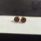 Raw Rubellite Stud Earrings | Tiny Red Crystal 14K Gold July Birthstone Jewelry