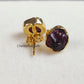 Raw Rubellite Stud Earrings | Tiny Red Crystal 14K Gold July Birthstone Jewelry