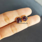 Raw Rubellite Stud Earrings | Tiny Red Crystal 14K Gold July Birthstone Jewelry