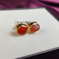 Raw Carnelian Stud Earrings | Tiny Orange Crystal 14K Gold Plated Energy Jewelry