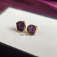 Raw Amethyst Stud Earrings | Tiny Purple Crystal February Birthstone Jewelry