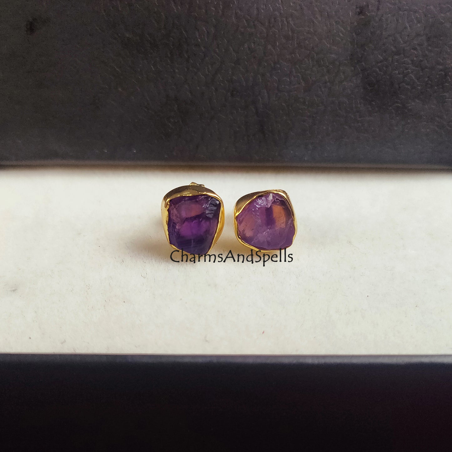 Raw Amethyst Earrings, Gemstone Stud Earrings, Amethyst Stud Earrings, February Birthstone Gift, Purple Crystal Earrings, Raw Stone Posts