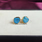 Raw Turquoise Stud Earrings | Tiny Blue Crystal December Birthstone Jewelry