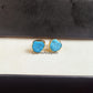 Raw Turquoise Stud Earrings | Tiny Blue Crystal December Birthstone Jewelry