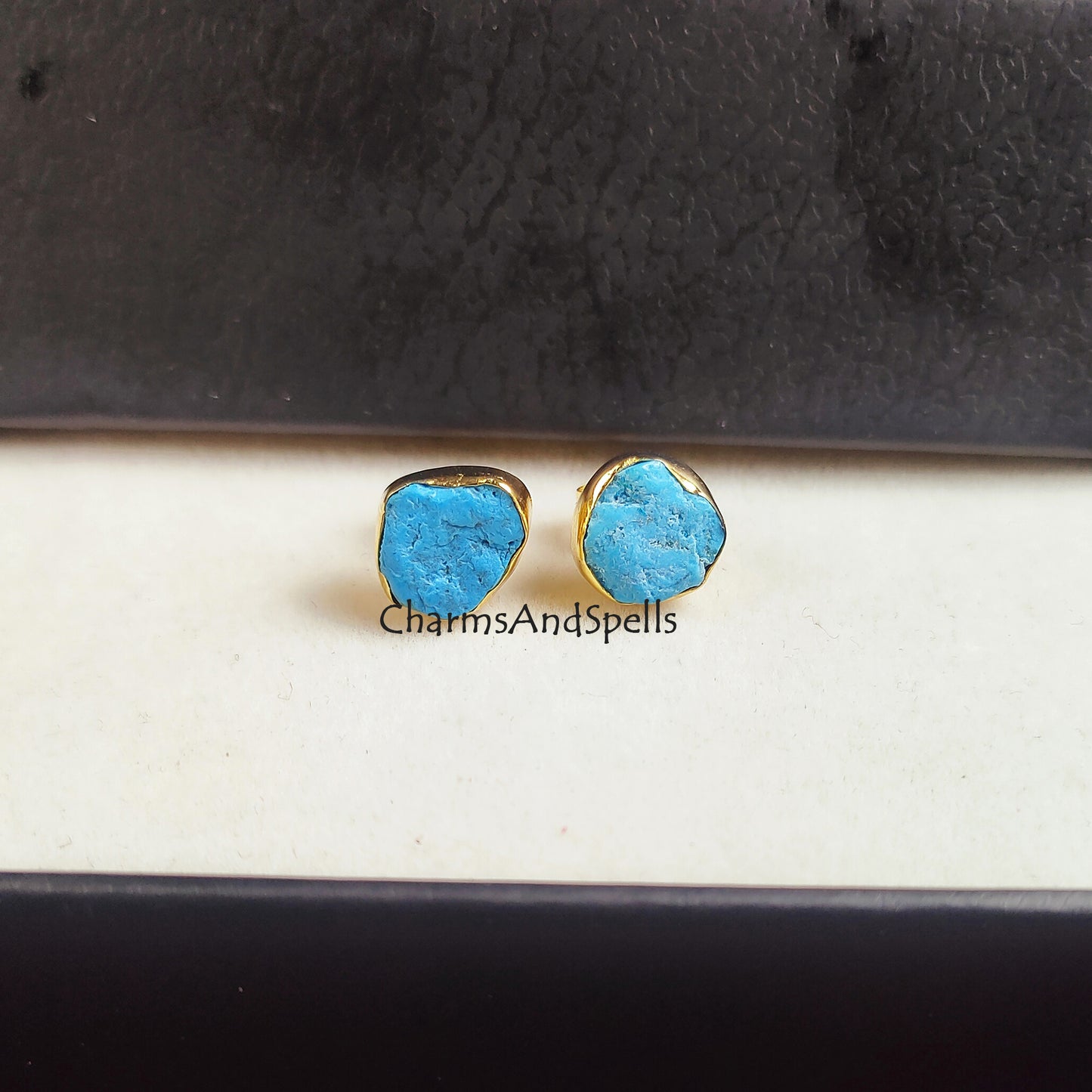 Dainty Raw Turquoise Earrings, December Birthstone Earring, Raw Blue Earring, Turquoise Jewelry Stud Earring, Dainty Jewelry, Woman Gift