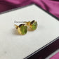 Raw Peridot Stud Earrings | Tiny Green Crystal August Birthstone Jewelry