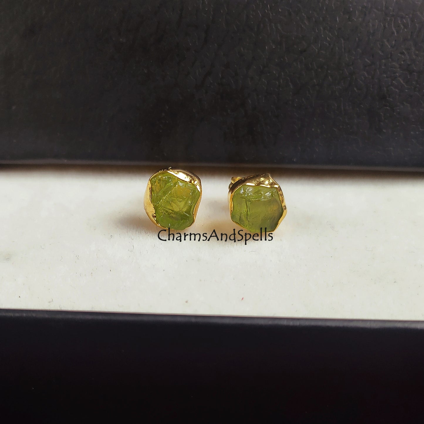 Green peridot studs, raw peridot earrings, august birthstone studs, raw crystal earrings, natural peridot earrings, green stone studs, Gift