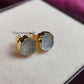 Raw Aquamarine Stud Earrings | Tiny Blue Crystal March Birthstone Jewelry