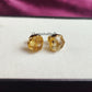 Raw Citrine Stud Earrings | Tiny Yellow Crystal Gold Plated November Birthstone