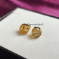 Raw Citrine Stud Earrings | Tiny Yellow Crystal Gold Plated November Birthstone