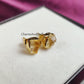 Raw Citrine Stud Earrings | Tiny Yellow Crystal Gold Plated November Birthstone