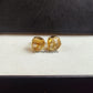 Raw Citrine Stud Earrings | Tiny Yellow Crystal Gold Plated November Birthstone