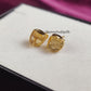 Raw Citrine Stud Earrings | Tiny Yellow Crystal Gold Plated November Birthstone