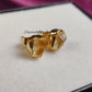 Raw Citrine Stud Earrings | Tiny Yellow Crystal Gold Plated November Birthstone