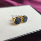 Raw Sapphire Stud Earrings | Tiny Blue Crystal Gold Plated September Birthstone