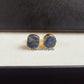 Raw Sapphire Stud Earrings | Tiny Blue Crystal Gold Plated September Birthstone