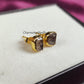 Raw Herkimer Diamond Stud Earrings | Tiny Clear Crystal Birthstone