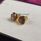 Raw Herkimer Diamond Stud Earrings | Tiny Clear Crystal Birthstone
