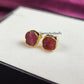 Raw Ruby Stud Earrings | Tiny Red Geometric 14K Gold Boho July Birthstone Jewelry