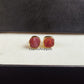Raw Ruby Stud Earrings | Tiny Red Geometric 14K Gold Boho July Birthstone Jewelry