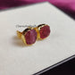 Raw Ruby Stud Earrings | Tiny Red Geometric 14K Gold Boho July Birthstone Jewelry