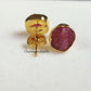 Raw Ruby Stud Earrings | Tiny Red Geometric 14K Gold Boho July Birthstone Jewelry