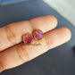Raw Ruby Stud Earrings | Tiny Red Geometric 14K Gold Boho July Birthstone Jewelry