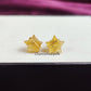 Raw Citrine Star Stud Earrings | Tiny Yellow Crystal Dainty Gemstone Jewelry