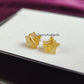 Raw Citrine Star Stud Earrings | Tiny Yellow Crystal Dainty Gemstone Jewelry