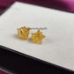 Raw Citrine Star Stud Earrings | Tiny Yellow Crystal Dainty Gemstone Jewelry