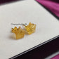 Raw Citrine Star Stud Earrings | Tiny Yellow Crystal Dainty Gemstone Jewelry