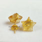 Raw Citrine Star Stud Earrings | Tiny Yellow Crystal Dainty Gemstone Jewelry
