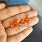 Raw Carnelian Crescent Moon Stud Earrings | Tiny Half Moon Boho Wire Wrapped