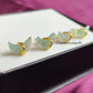 Raw Green Aventurine Crescent Stud Earrings | Tiny Half Moon Wire Wrapped