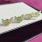 Raw Green Aventurine Crescent Stud Earrings | Tiny Half Moon Wire Wrapped