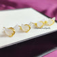 Raw Rainbow Moonstone Crescent Stud Earrings | Tiny Moon Crystal June Birthstone