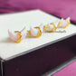 Raw Pink Opal Crescent Stud Earrings | Tiny Pink Crystal Chakra Birthstone