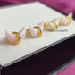 Raw Pink Opal Crescent Stud Earrings | Tiny Pink Crystal Chakra Birthstone