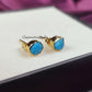 Raw Turquoise Stud Earrings | Tiny Blue Crystal Earrings December Birthstone