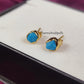 Raw Turquoise Stud Earrings | Tiny Blue Crystal Earrings December Birthstone