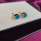 Raw Turquoise Stud Earrings | Tiny Blue Crystal Earrings December Birthstone