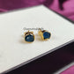 Raw Neon Apatite Stud Earrings | Tiny Blue Crystal Earrings Birthstone Jewelry