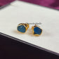 Raw Neon Apatite Stud Earrings | Tiny Blue Crystal Earrings Birthstone Jewelry