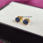 Raw Sapphire Stud Earrings | Tiny Blue Crystal Earrings September Birthstone