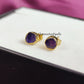 Raw Amethyst Stud Earrings | Tiny Purple Crystal Earrings February Birthstone
