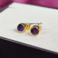 Raw Amethyst Stud Earrings | Tiny Purple Crystal Earrings February Birthstone