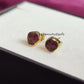 Raw Garnet Stud Earrings | Tiny Red Crystal Earrings January Birthstone Jewelry