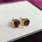 Raw Garnet Stud Earrings | Tiny Red Crystal Earrings January Birthstone Jewelry