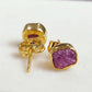 Raw Ruby Stud Earrings | Tiny Red Crystal Earrings July Birthstone Jewelry